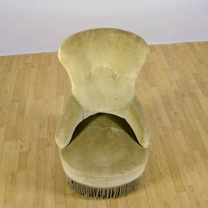 Coppia Poltroncine Danesi In Velluto E Gonne A Frange Anni 50