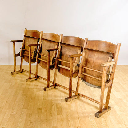 Sedie Da Cinema O Teatro Interamente In Legno A 4 Posti Anni 50