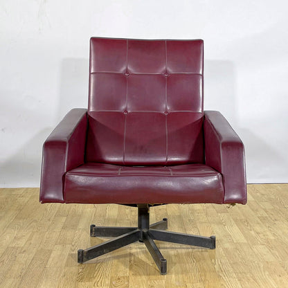 Poltrona Lounge Girevole in similpelle rockabilly bordeaux anni 50