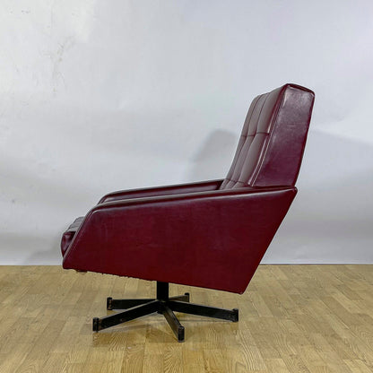 Poltrona Lounge Girevole in similpelle rockabilly bordeaux anni 50