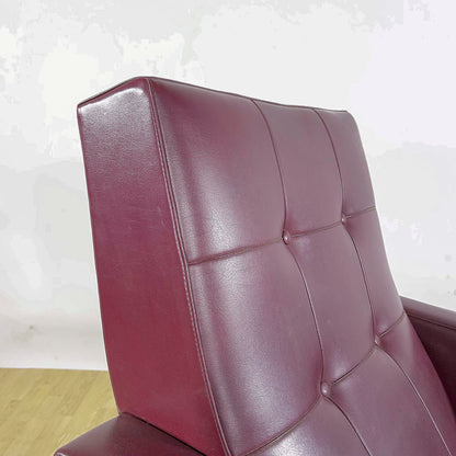 Poltrona Lounge Girevole in similpelle rockabilly bordeaux anni 50