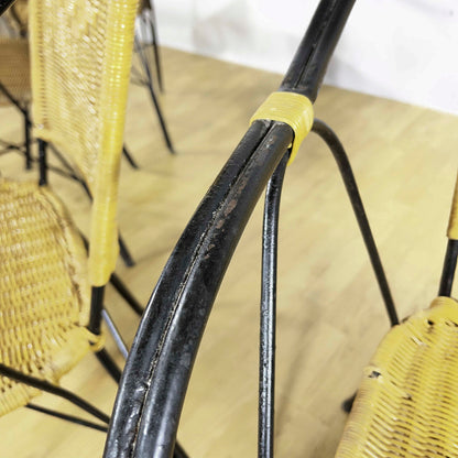 Set di sedie da Giardino o Veranda in ferro battuto e vimini intrecciato anni 70