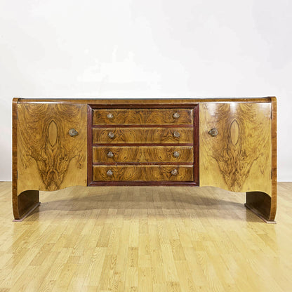 Credenza in stile Art Deco realizzata in radica di noce Lupparelli Cicli Foligno anni 30