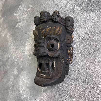 Antica Maschera Tibetana Mahakala Divinità Intagliata A Mano
