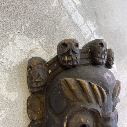 Antica Maschera Tibetana Mahakala Divinità Intagliata A Mano