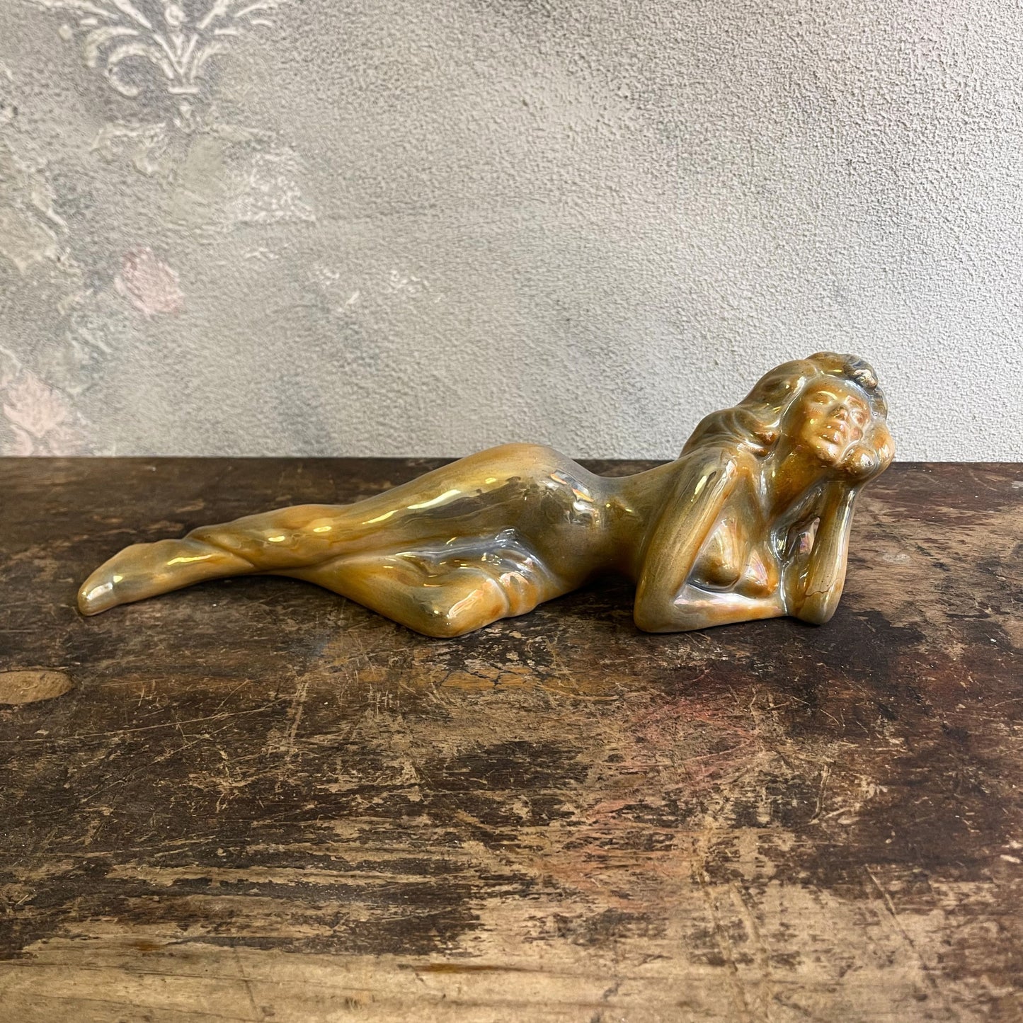 Ceramica Smaltata Da Mensola Di Un Nudo Femminile In Stile Art Deco Anni 30