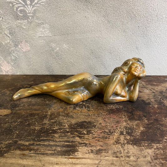 Ceramica Smaltata Da Mensola Di Un Nudo Femminile In Stile Art Deco Anni 30