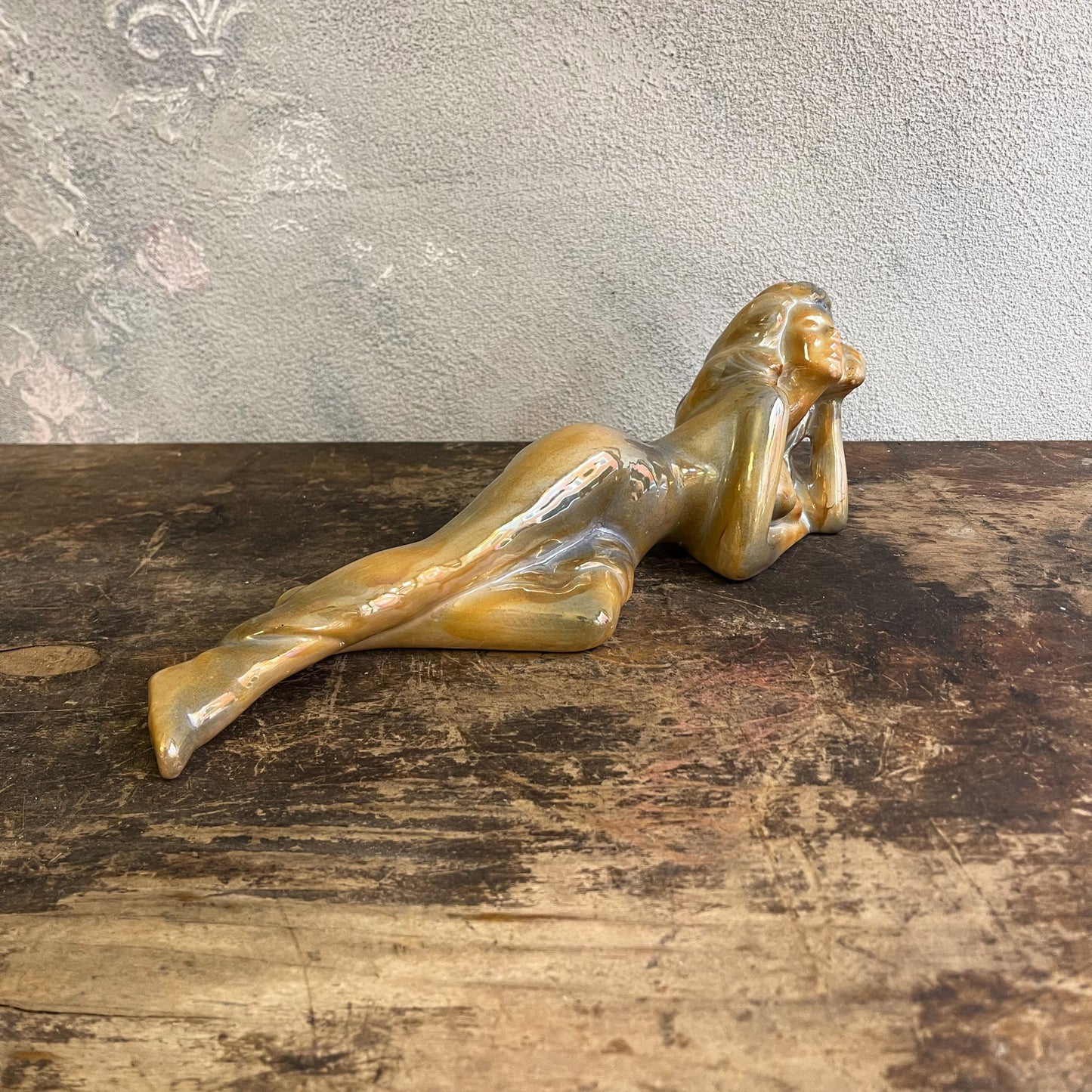 Ceramica Smaltata Da Mensola Di Un Nudo Femminile In Stile Art Deco Anni 30