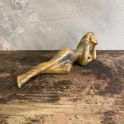 Ceramica Smaltata Da Mensola Di Un Nudo Femminile In Stile Art Deco Anni 30