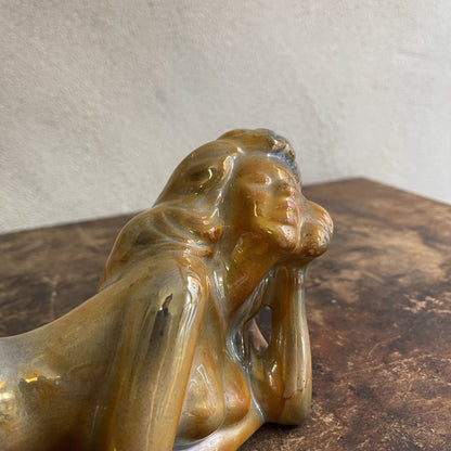 Ceramica Smaltata Da Mensola Di Un Nudo Femminile In Stile Art Deco Anni 30