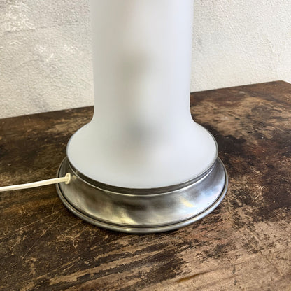 Lampada a Campana Space Age in vetro di murano e opalino attribuibile a Mazzega anni 80