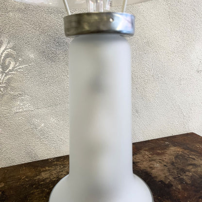 Lampada a Campana Space Age in vetro di murano e opalino attribuibile a Mazzega anni 80