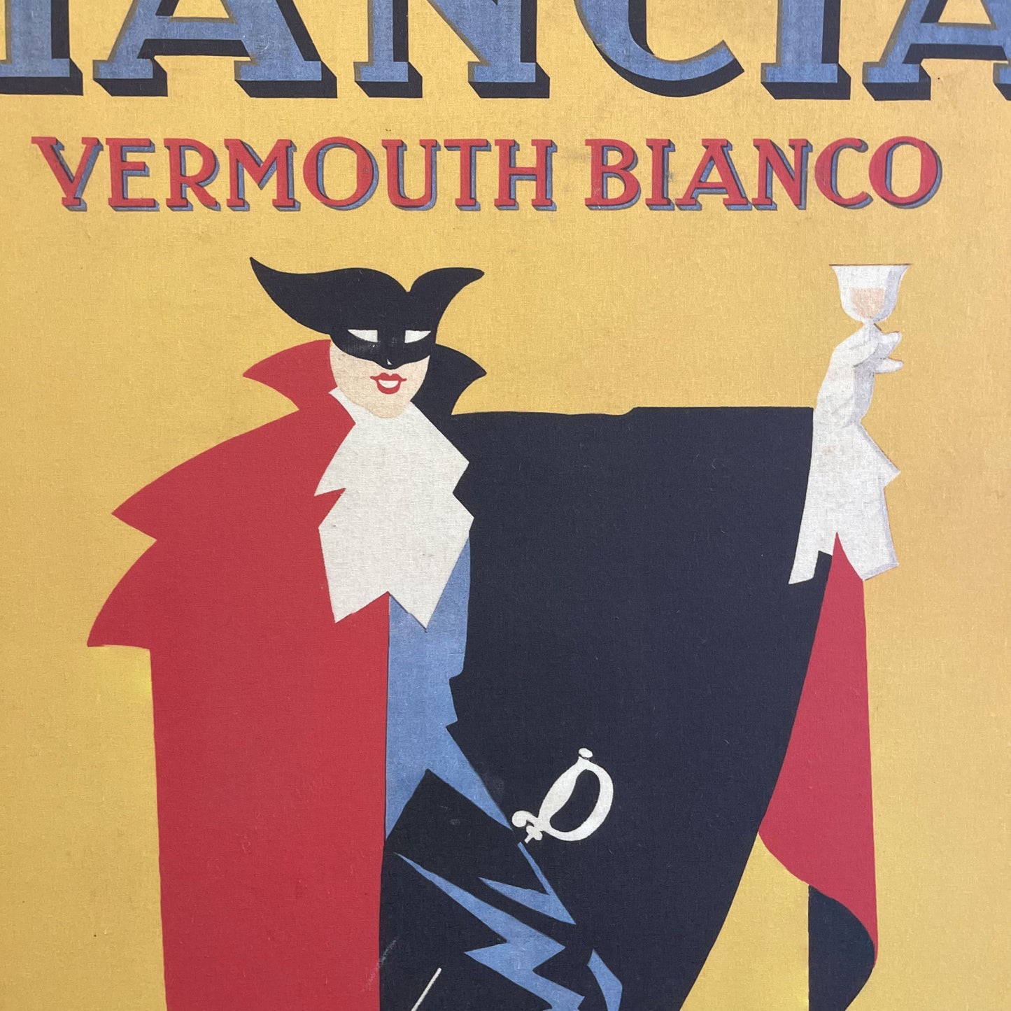 Manifesto Pubblicitario Gancia Vermouth Bianco su tela realizzato da Colmo Eugenio detto Golia per Gancia nel 1929