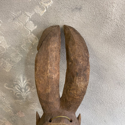 Maschera tribale Dyommo della tribu dei Dogon proveniente dal Mali intagliata a mano su legno XX secolo
