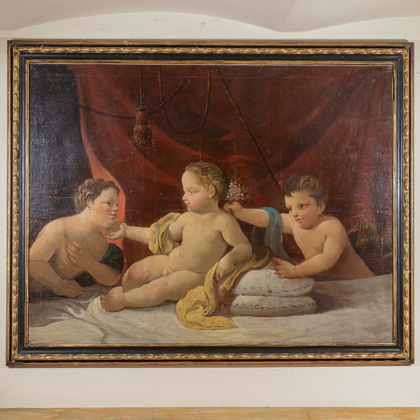 dipinto olio su tela putti
