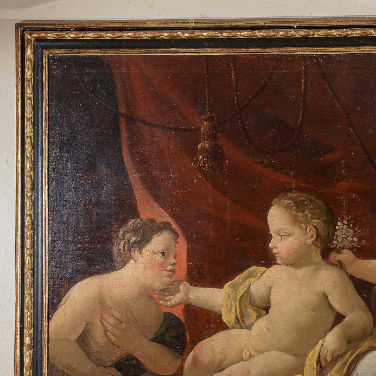 dipinto olio su tela putti