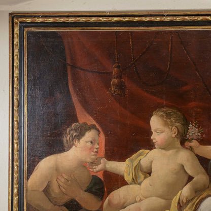 dipinto olio su tela putti