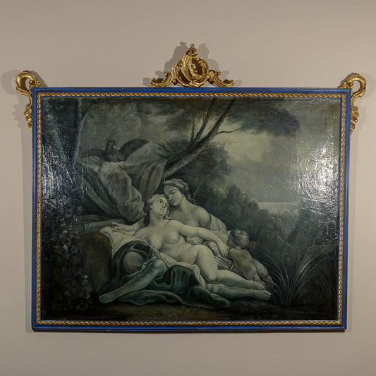 dipinto olio su tela scena d'amore con cornice decorata