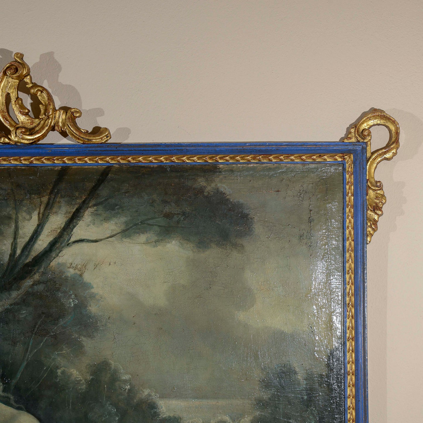 dipinto olio su tela scena d'amore con cornice decorata