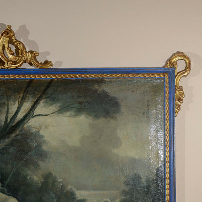 dipinto olio su tela scena d'amore con cornice decorata