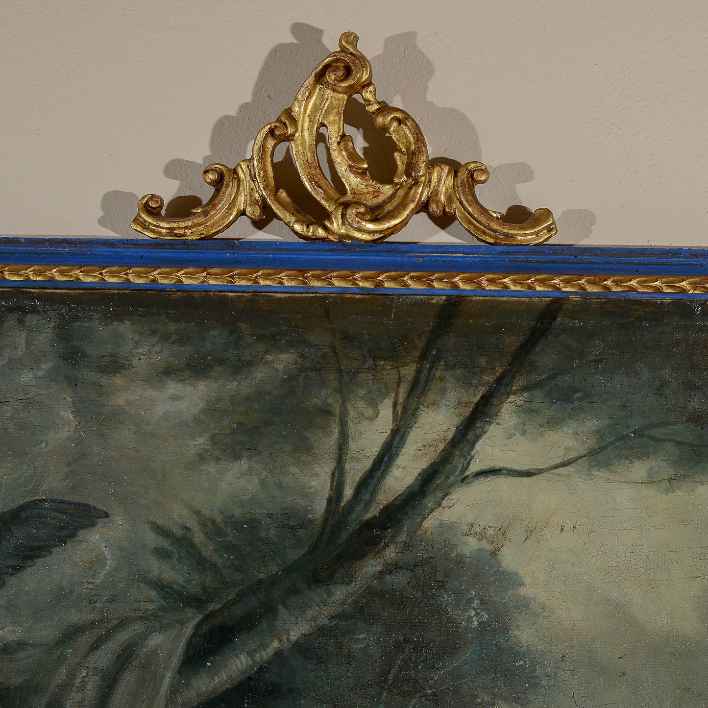 dipinto olio su tela scena d'amore con cornice decorata