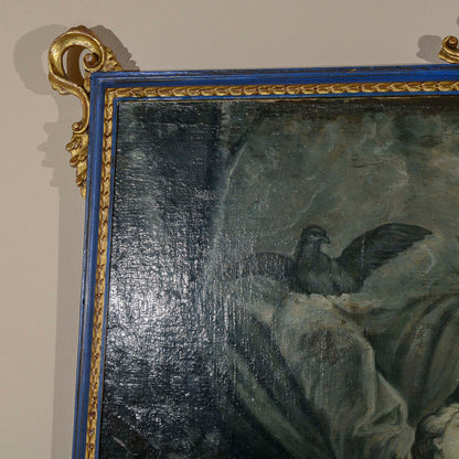 dipinto olio su tela scena d'amore con cornice decorata
