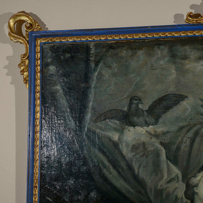 dipinto olio su tela scena d'amore con cornice decorata