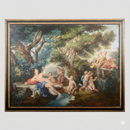 dipinto su tela epoca 900 venere e amorini