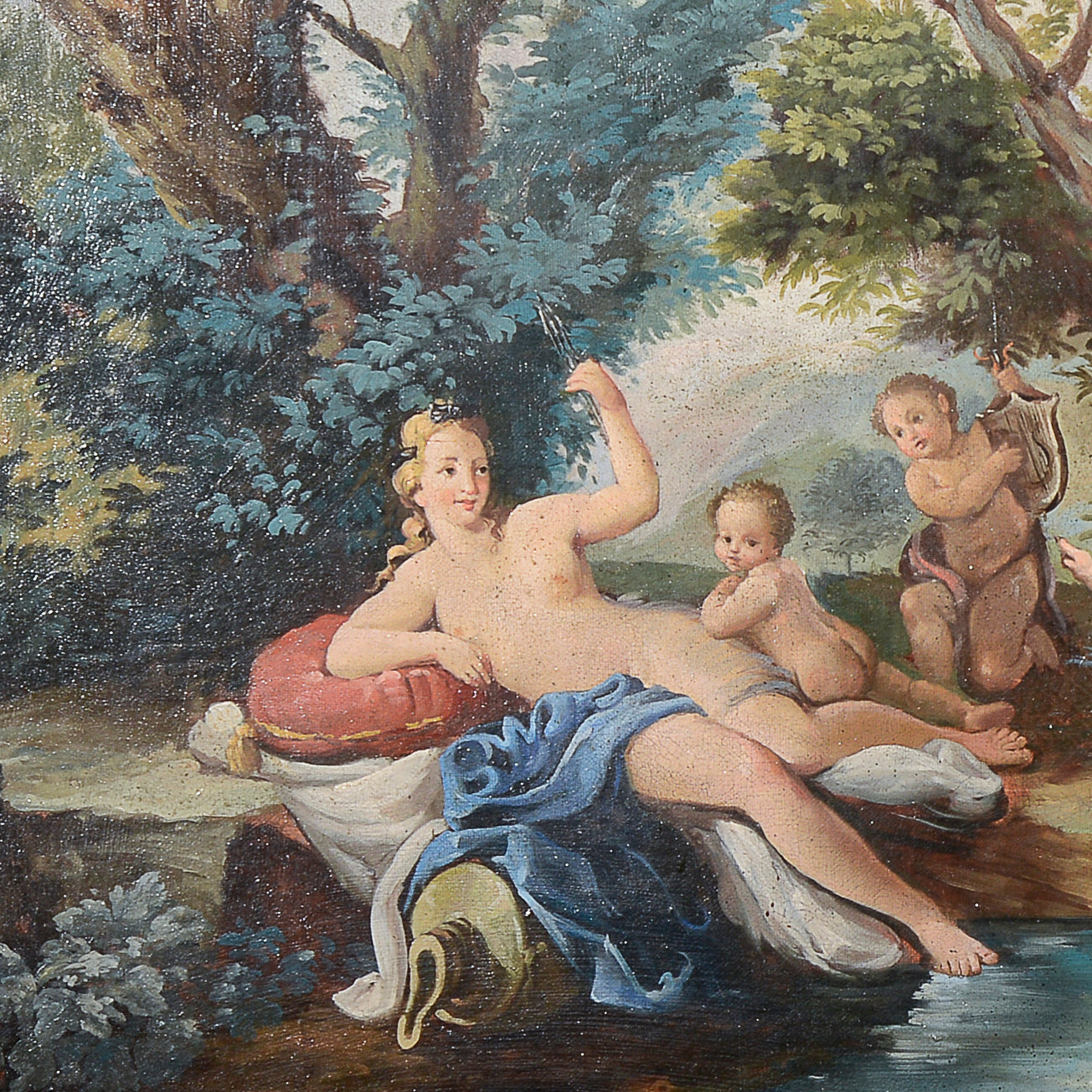 dipinto su tela epoca 900 venere e amorini