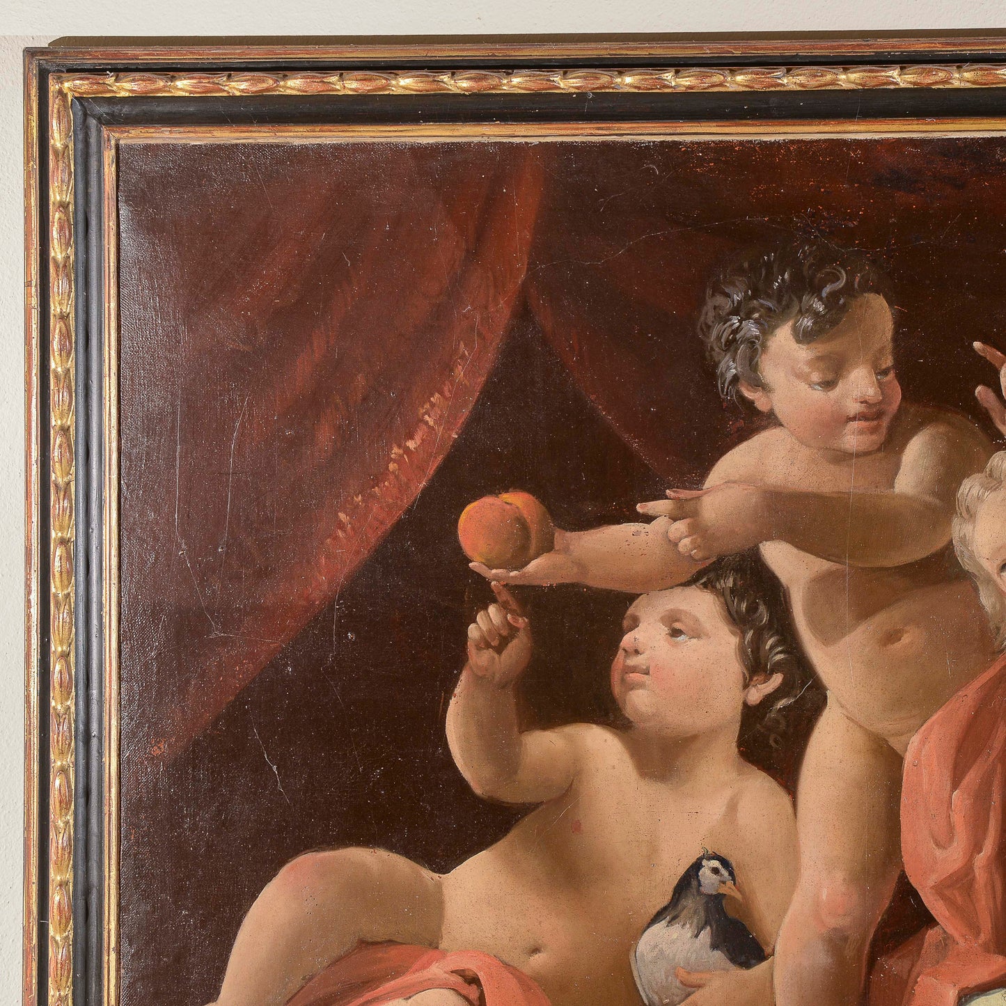 dipinto olio su tela con putti danzanti