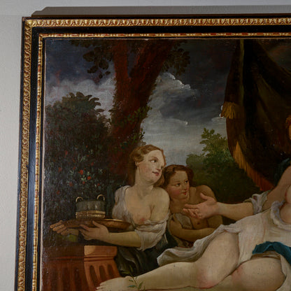 dipinto dunna su dormeuse con putti e ancelle