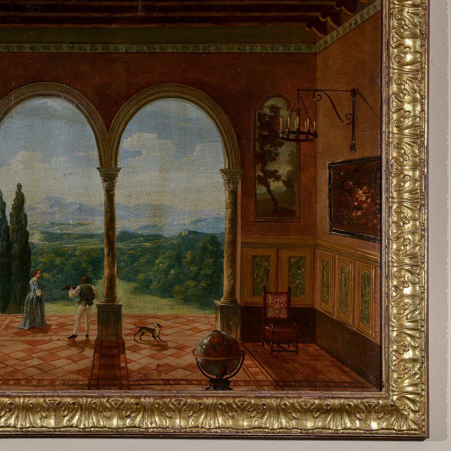 quadro dipinto veduta affaccio olio su tela epoca 900