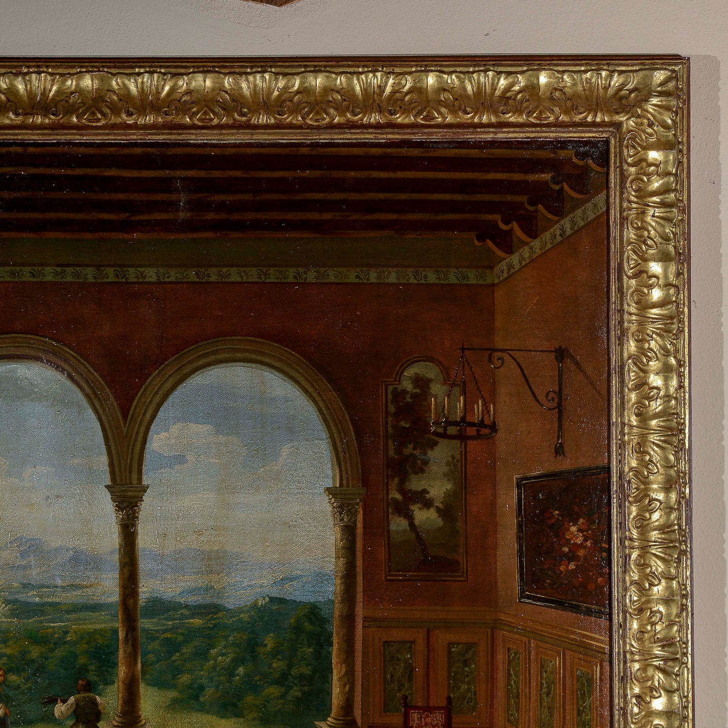 quadro dipinto veduta affaccio olio su tela epoca 900