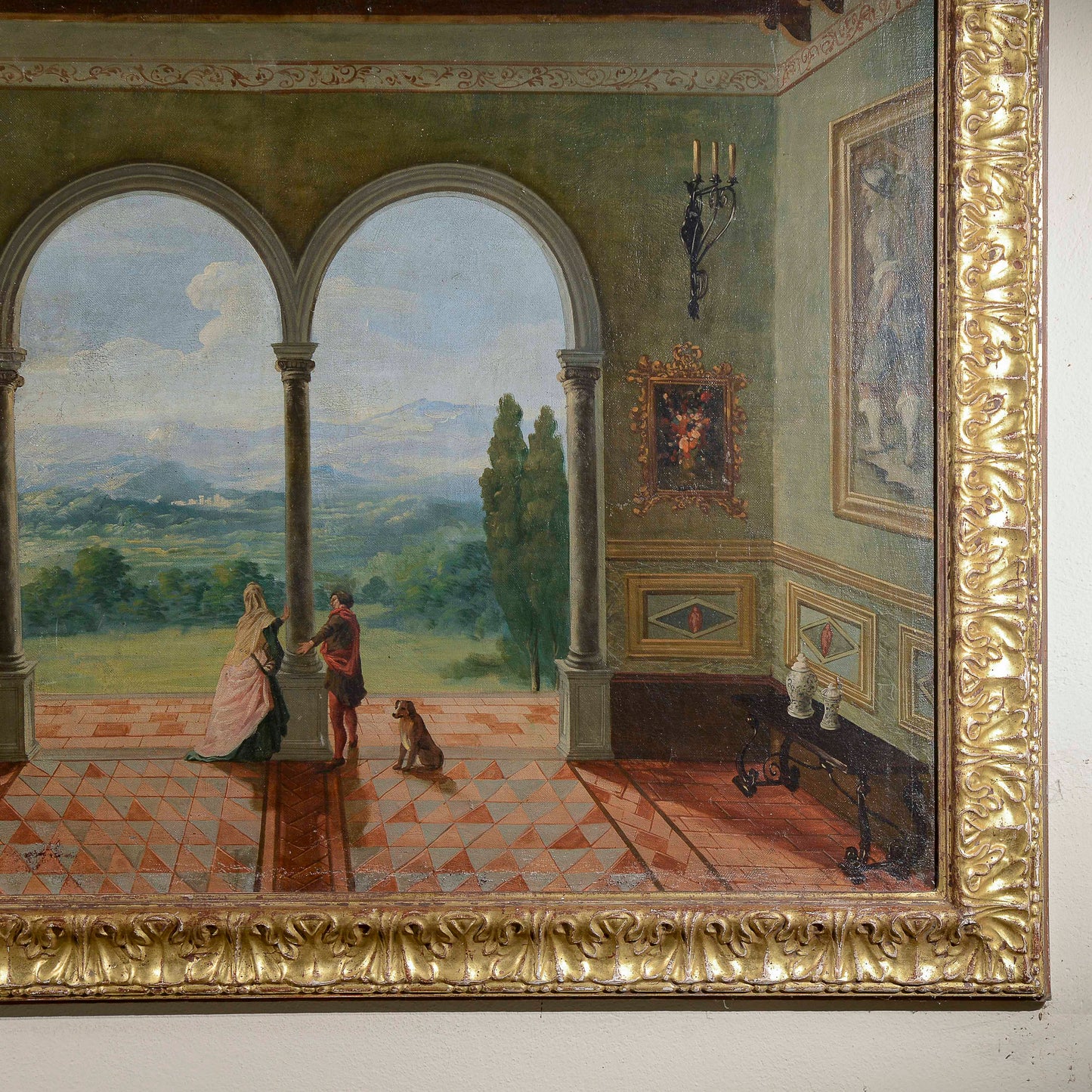quadro dipinto veduta affaccio epoca 900 olio su tela