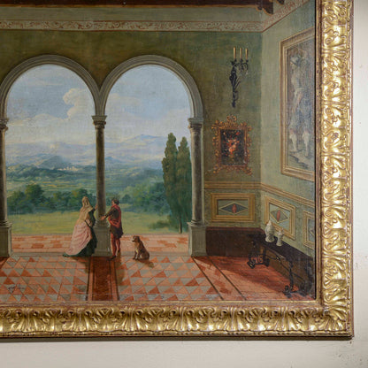 quadro dipinto veduta affaccio epoca 900 olio su tela