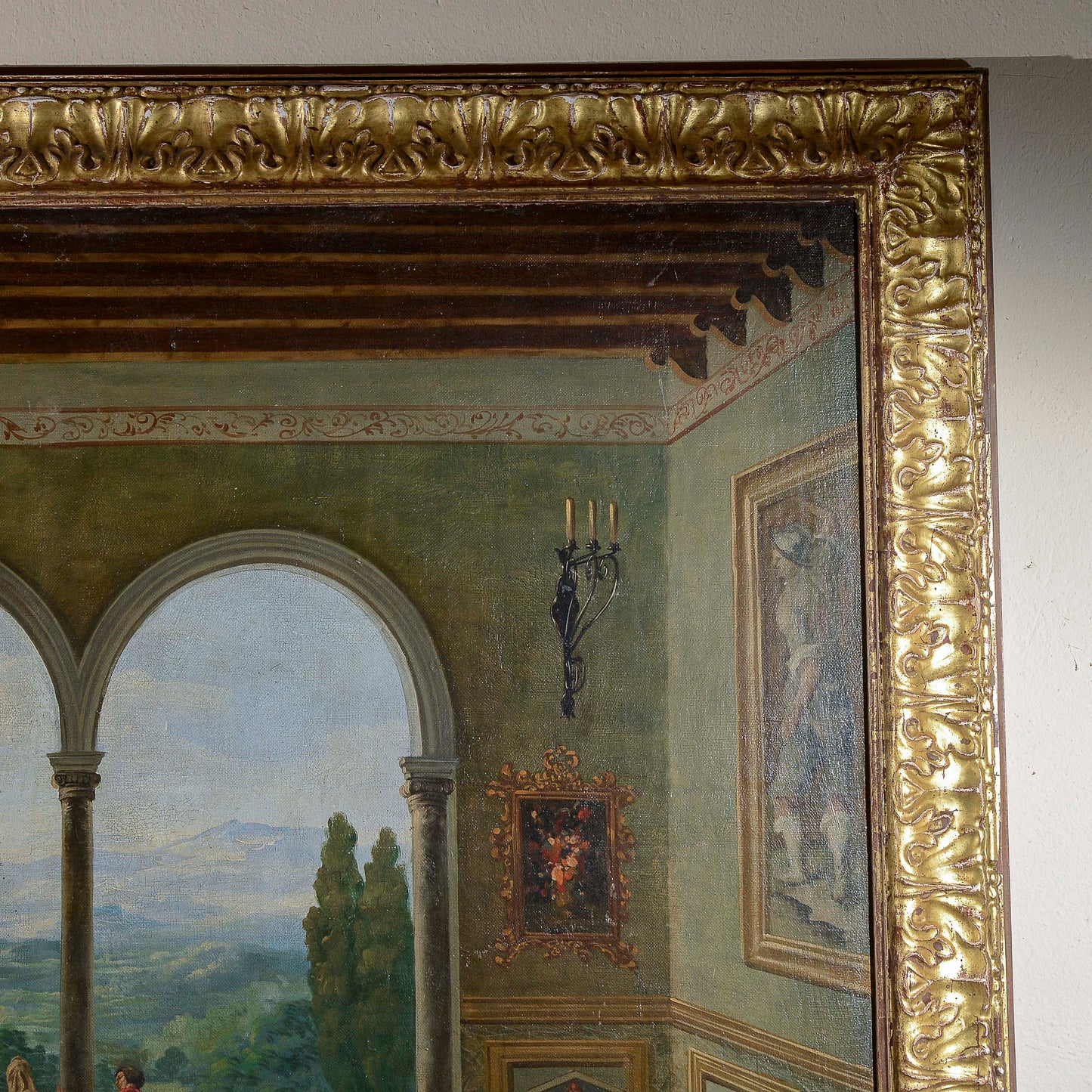 quadro dipinto veduta affaccio epoca 900 olio su tela