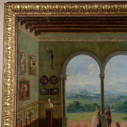 quadro dipinto veduta affaccio epoca 900 olio su tela