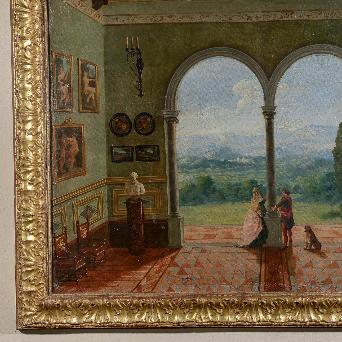 quadro dipinto veduta affaccio epoca 900 olio su tela