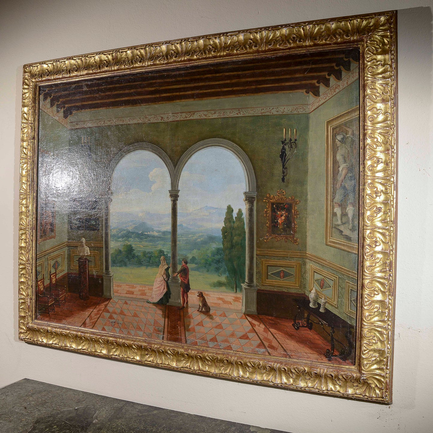 quadro dipinto veduta affaccio epoca 900 olio su tela