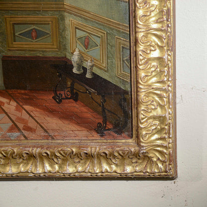 quadro dipinto veduta affaccio epoca 900 olio su tela