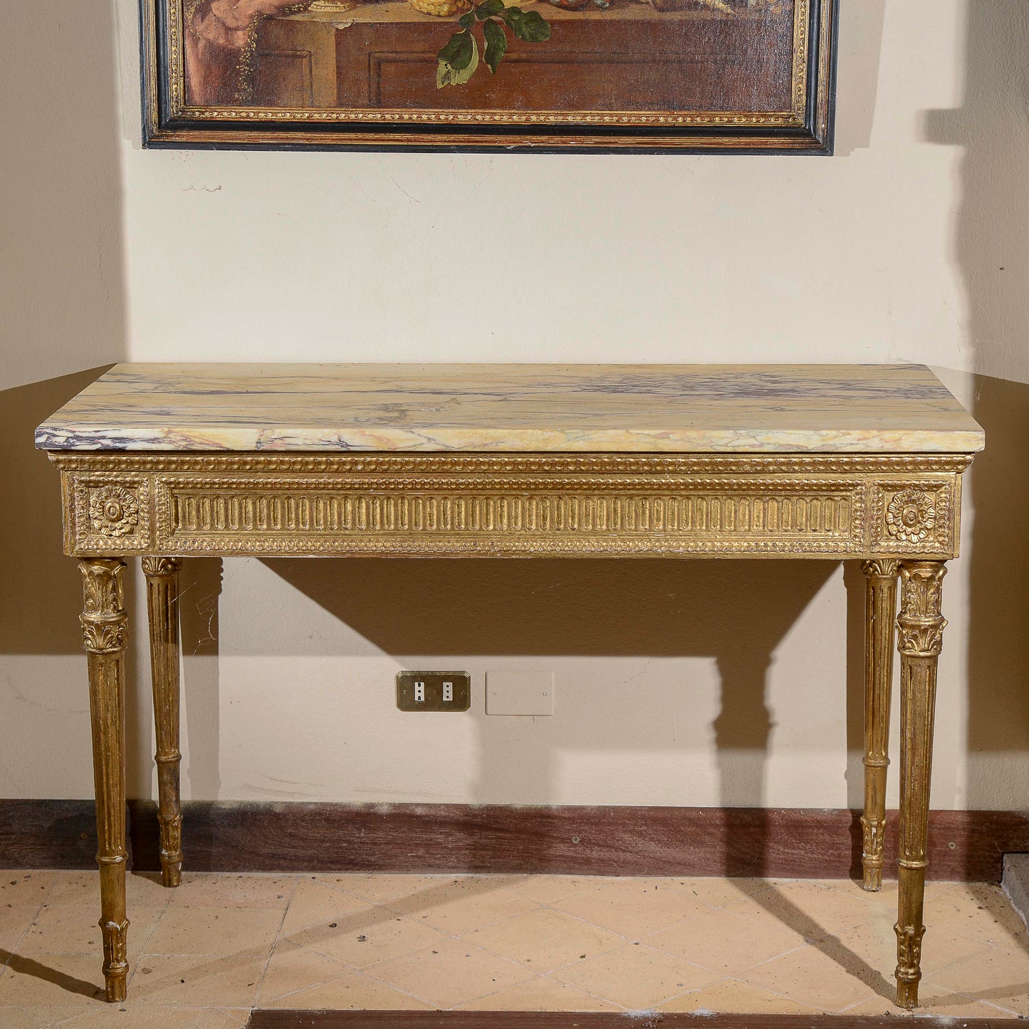 consolle con piano in marmo rifatta