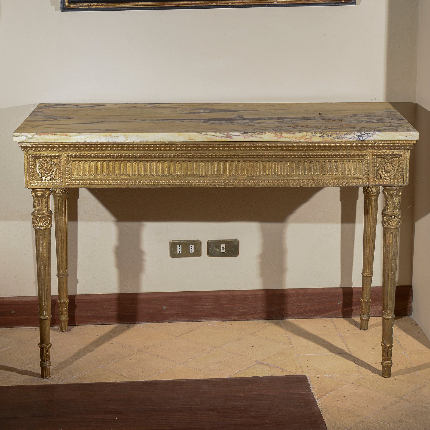 consolle con piano in marmo rifatta