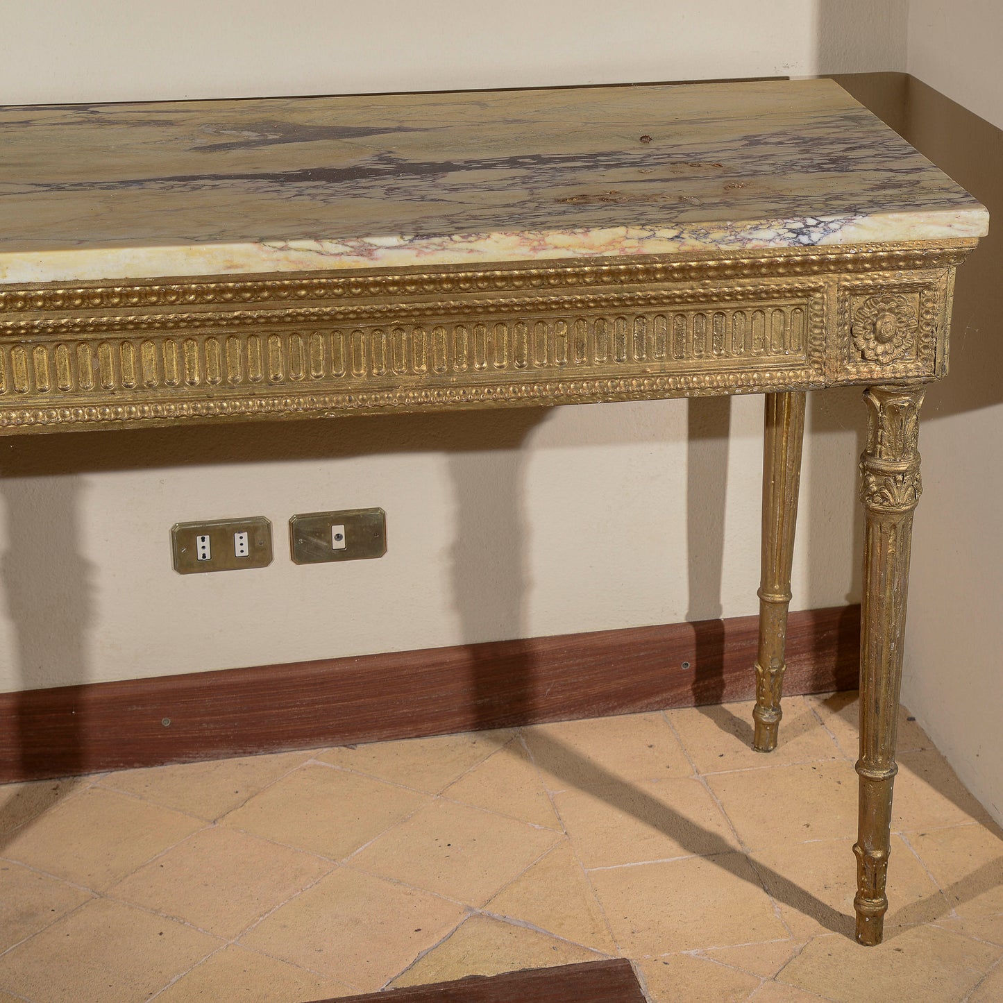 consolle con piano in marmo rifatta