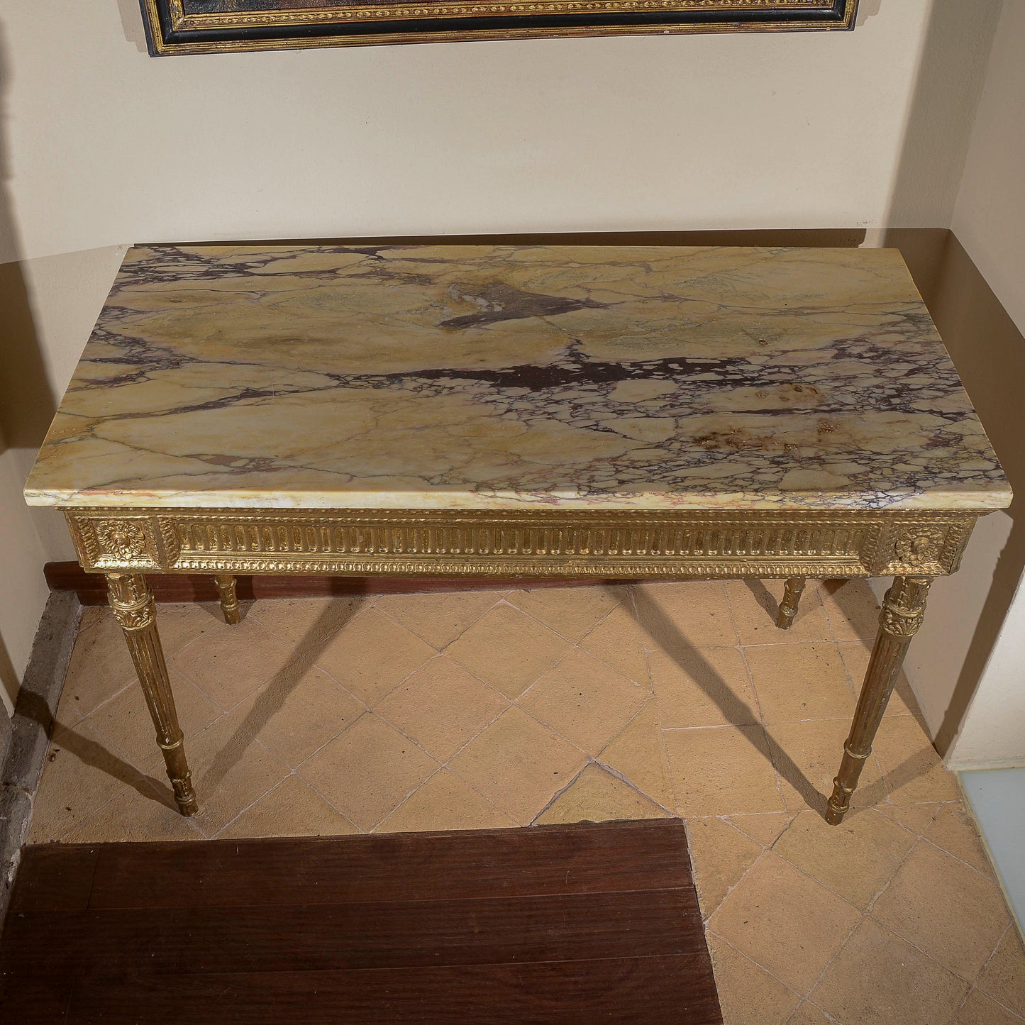 consolle con piano in marmo rifatta