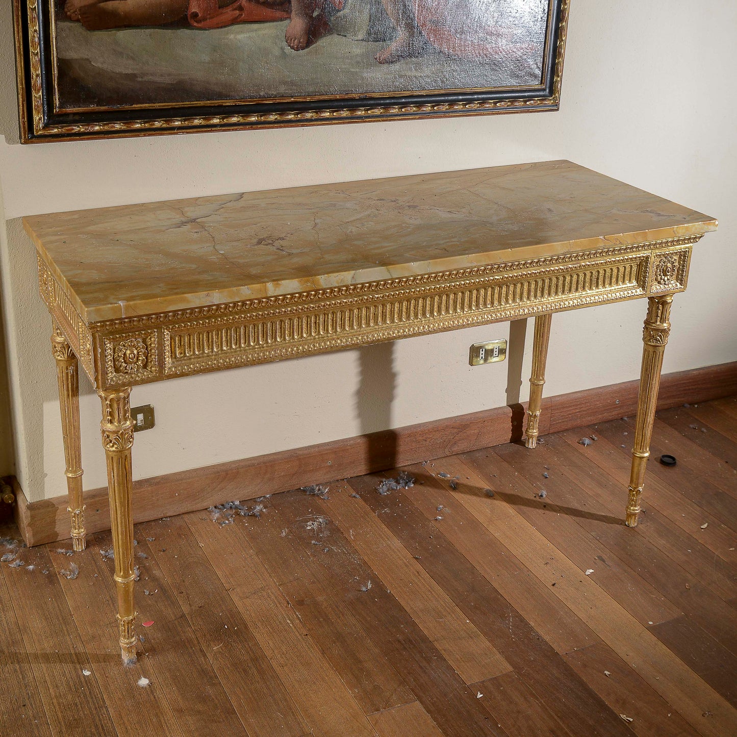 consolle con piano in marmo rifatta