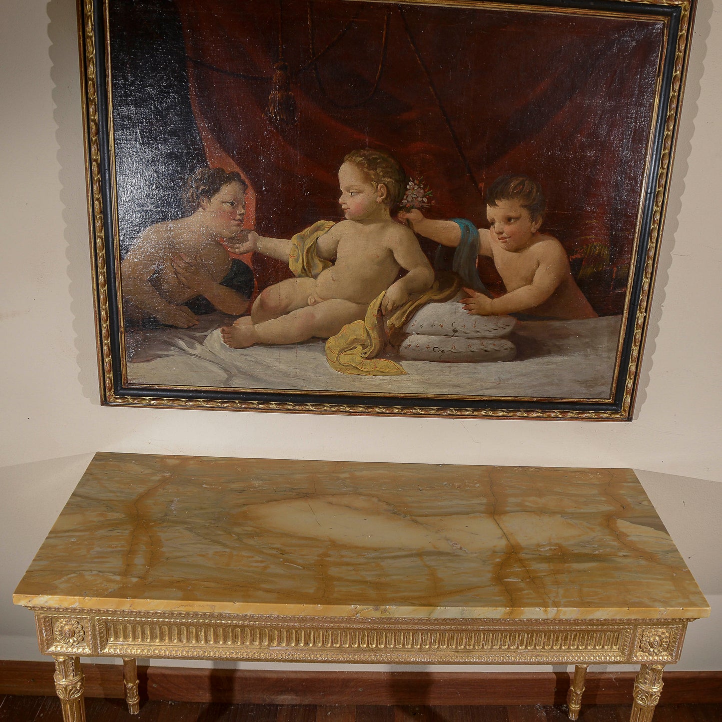 consolle con piano in marmo rifatta