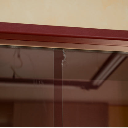 Credenza doppio corpo anni 50 Umberto Mascagni rivestita in similpelle bordeaux