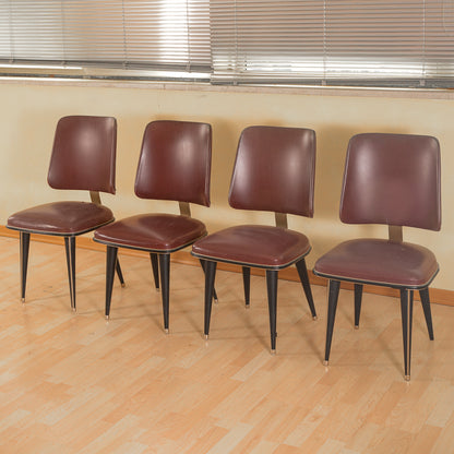 Set quattro sedie anni 50 Umberto Mascagni bordeaux