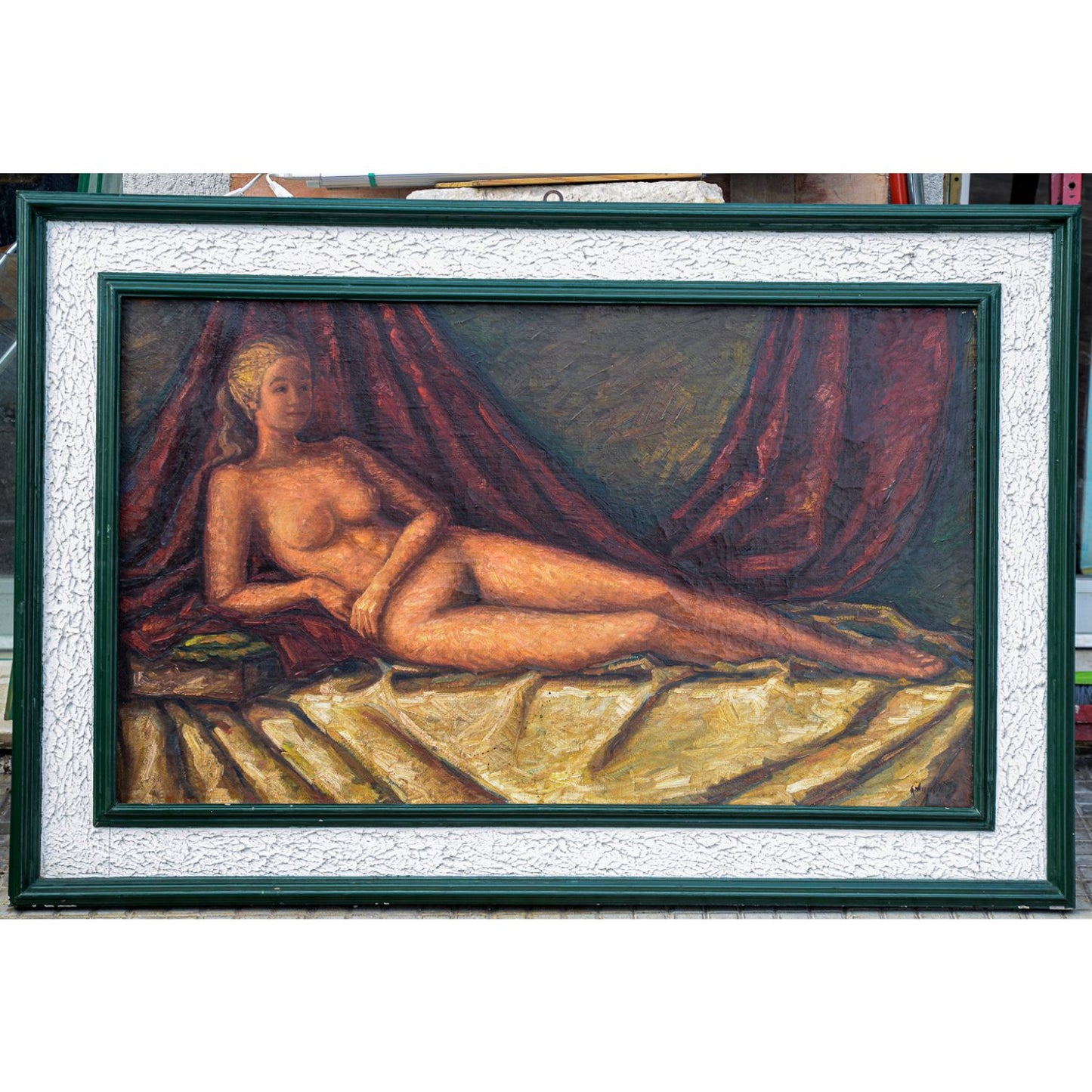 Quadro dipinto olio su tela donna nuda firmato Angelletti Nazzareno 1973