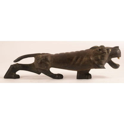 Statua scultura di leone in legno nero